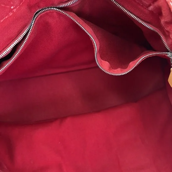 Hermes vintage heavy canvas tote rare red with white detail - Picture 11 of 13